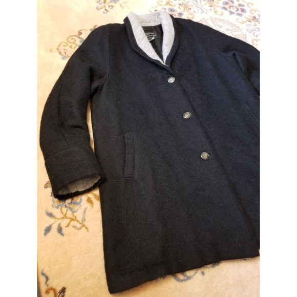 Rare HOLLIS ALPACA Peruvian Long Black Grey COAT Women's L Large Peru Max Ralph - Picture 4 of 11